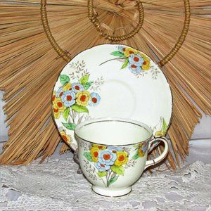 Vintage Foley Fine Bone China Teacup Hand Painted Cup & Saucer Cottagecore